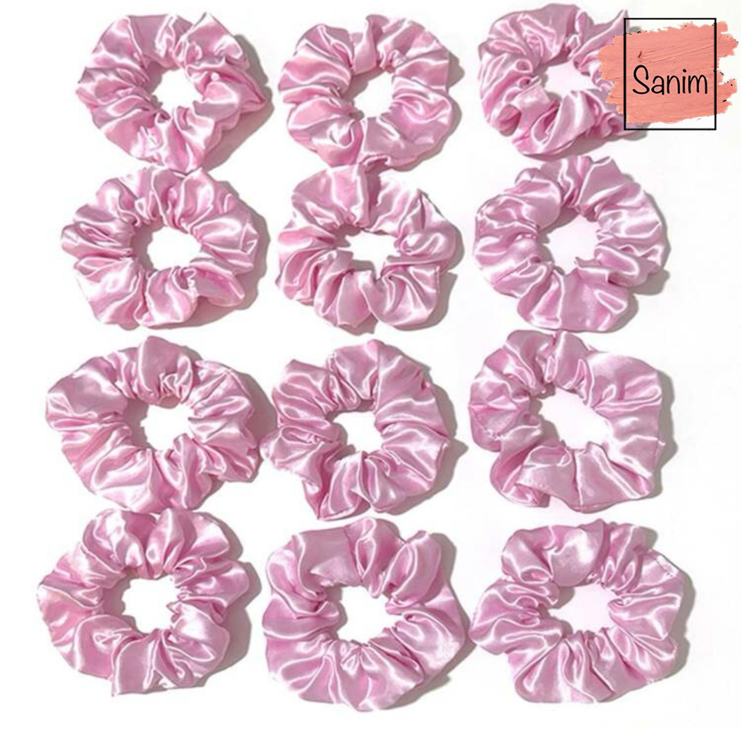 Rose satin scrunchies ( per piece)(بالقطعه)