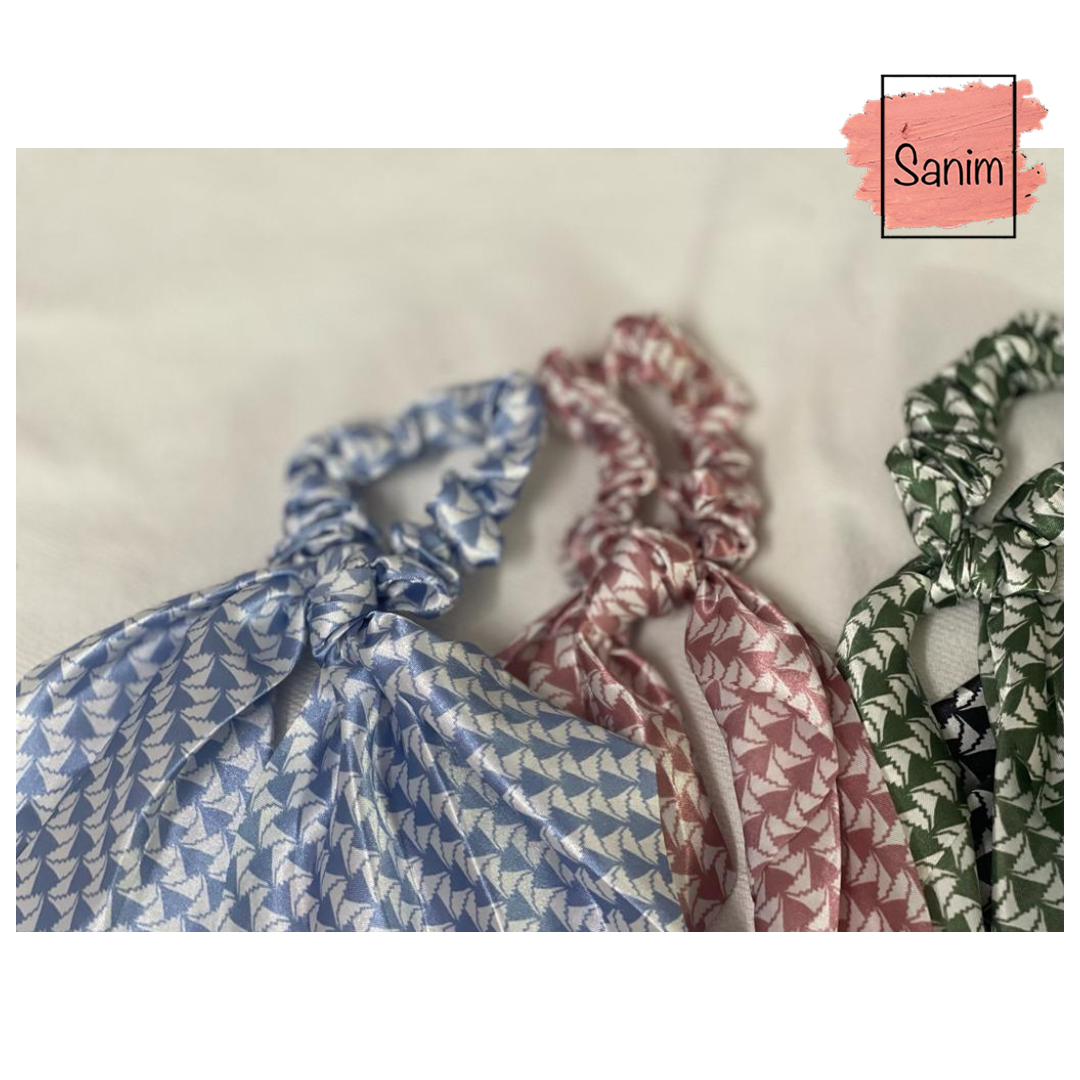 printed satin scrunchies