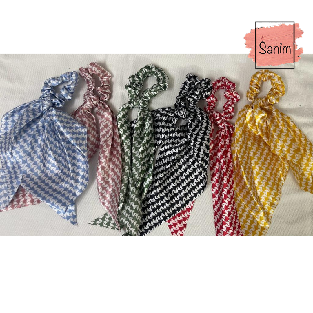 printed satin scrunchies