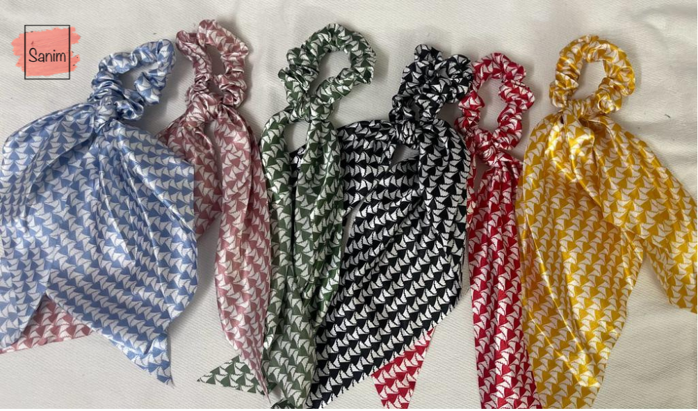 printed satin scrunchies