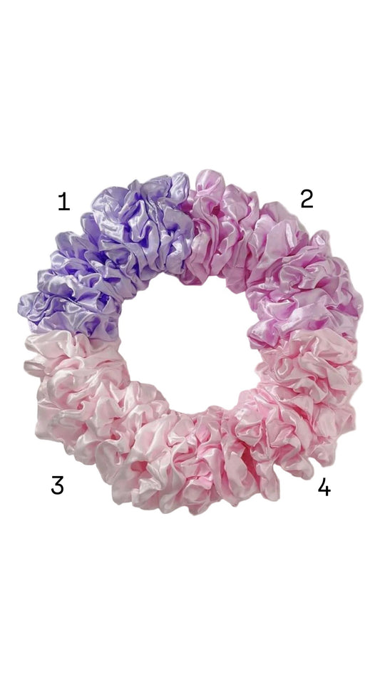 Lilac & Rose satin scrunchies ( per piece)(بالقطعه)