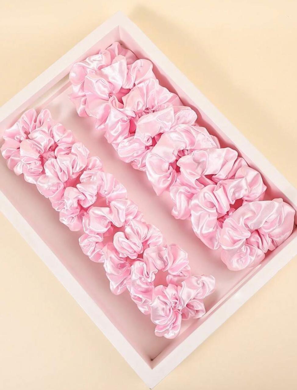 Rose satin scrunchies ( per piece)(بالقطعه)