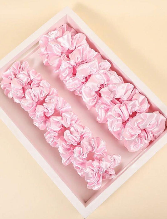 Rose satin scrunchies ( per piece)(بالقطعه)