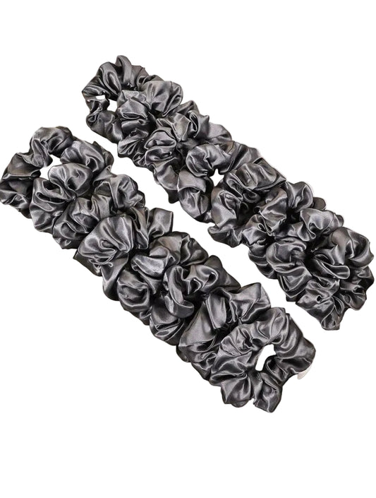 dark grey satin scrunchies ( per piece)(بالقطعه)