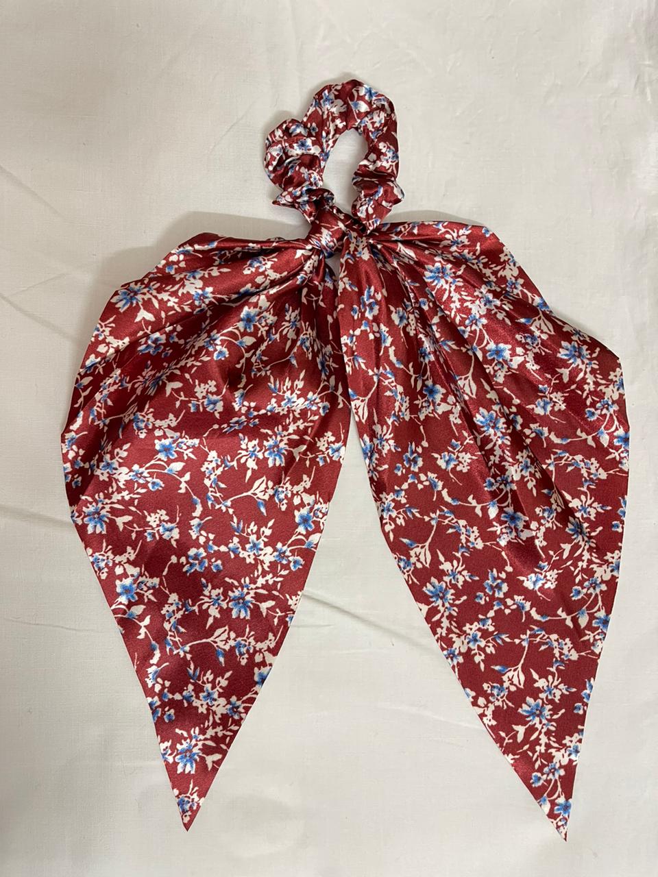 satin scrunchie with ribbon printed